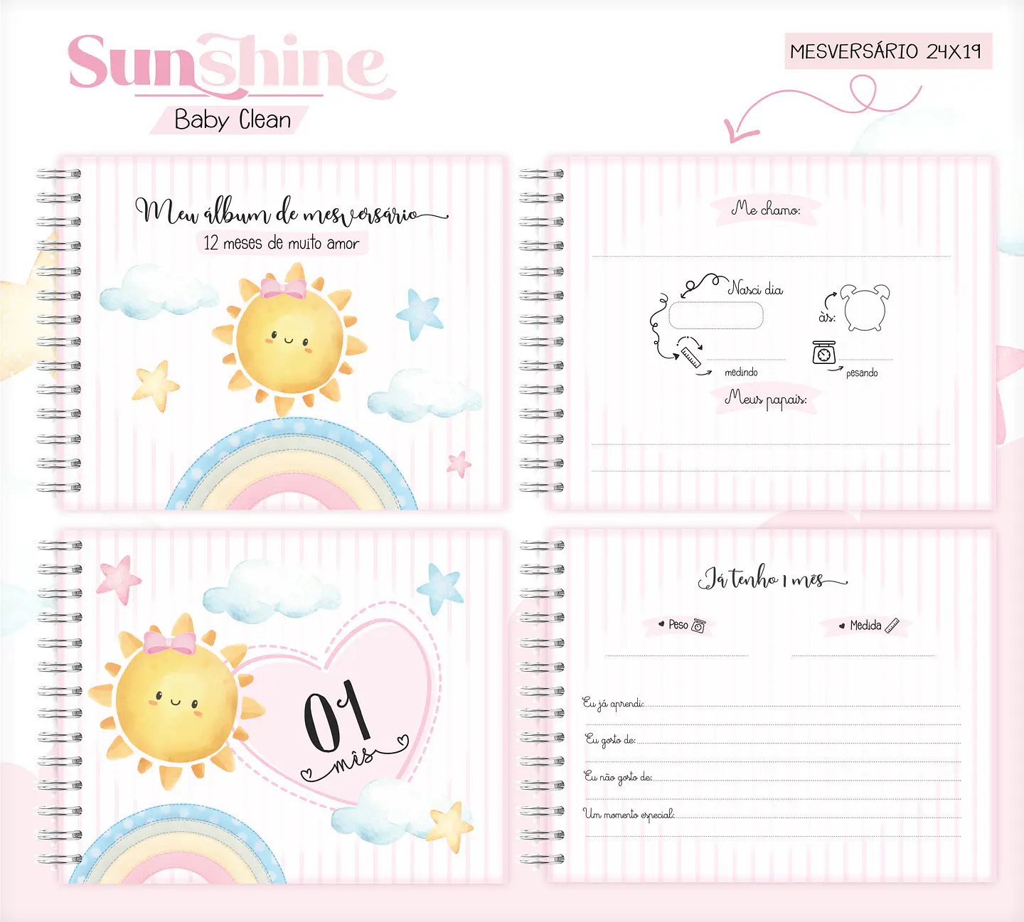Arquivo Combo Encadernação Baby Sunshine Arco Iris Alfabeto 12