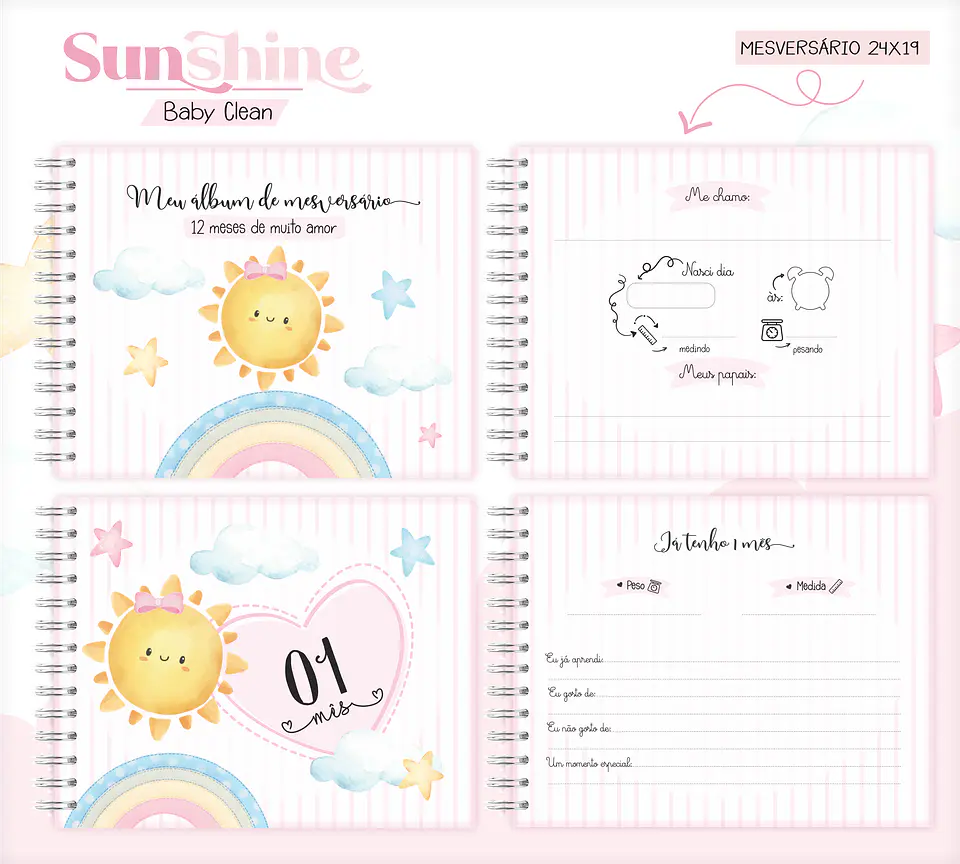 Arquivo Combo Encadernação Baby Sunshine Arco Iris Alfabeto 12