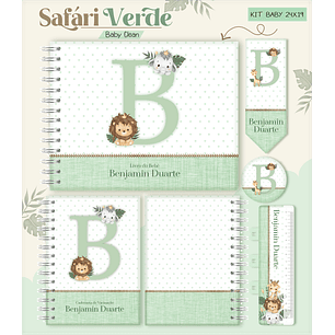 Arquivo Combo Encadernação Baby Safari Verde Alfabeto