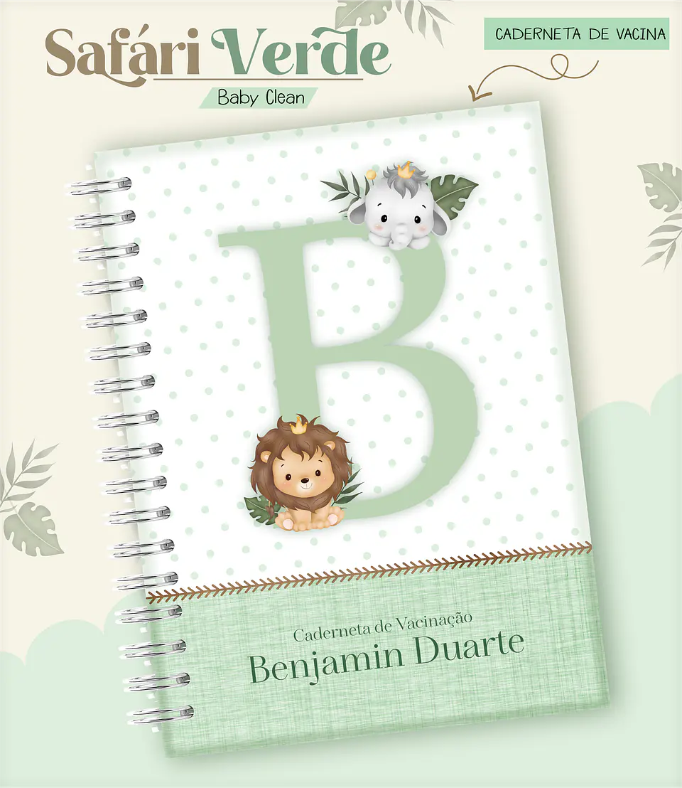 Arquivo Combo Encadernação Baby Safari Verde Alfabeto 9