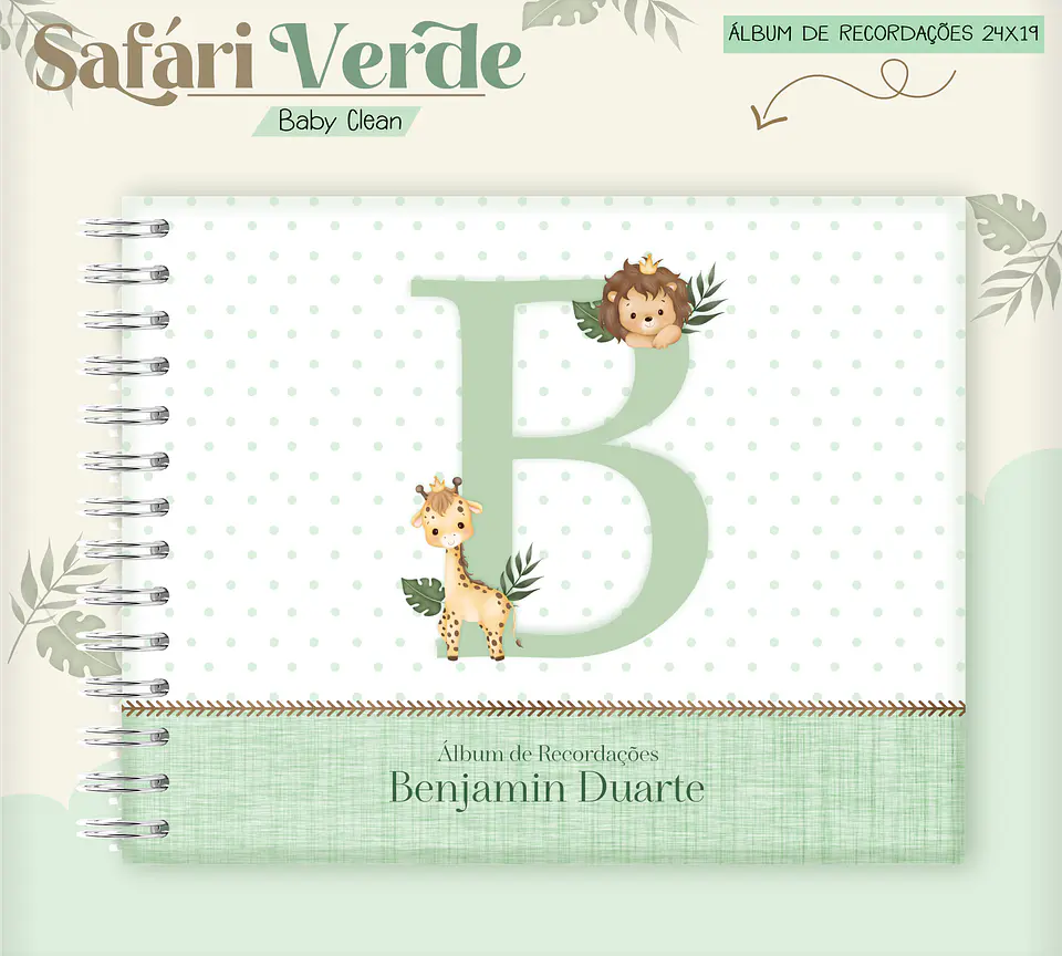 Arquivo Combo Encadernação Baby Safari Verde Alfabeto 11