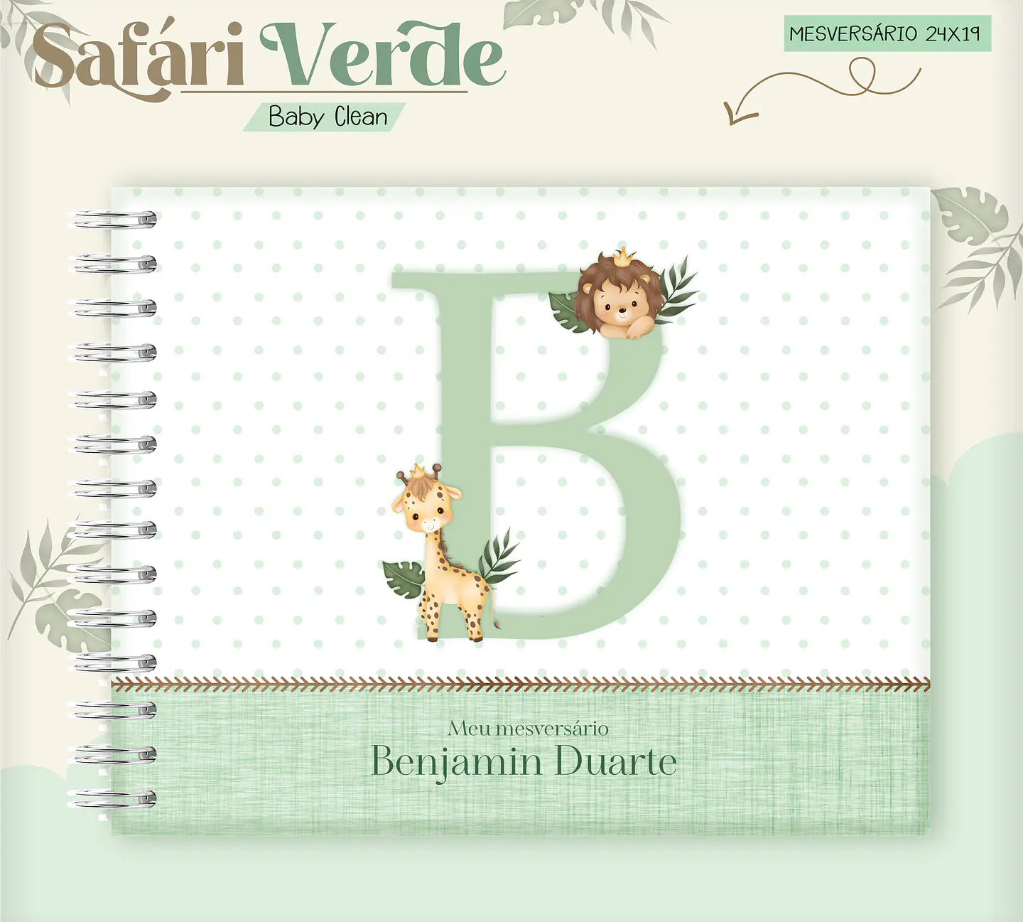 Arquivo Combo Encadernação Baby Safari Verde Alfabeto 13