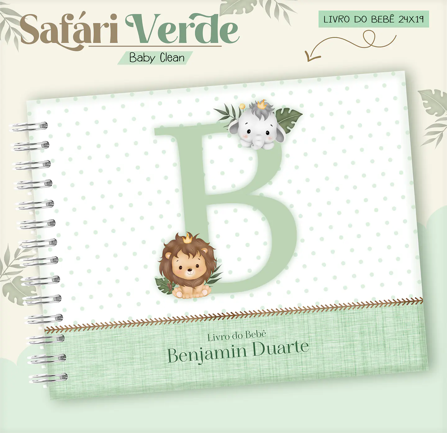 Arquivo Combo Encadernação Baby Safari Verde Alfabeto 15