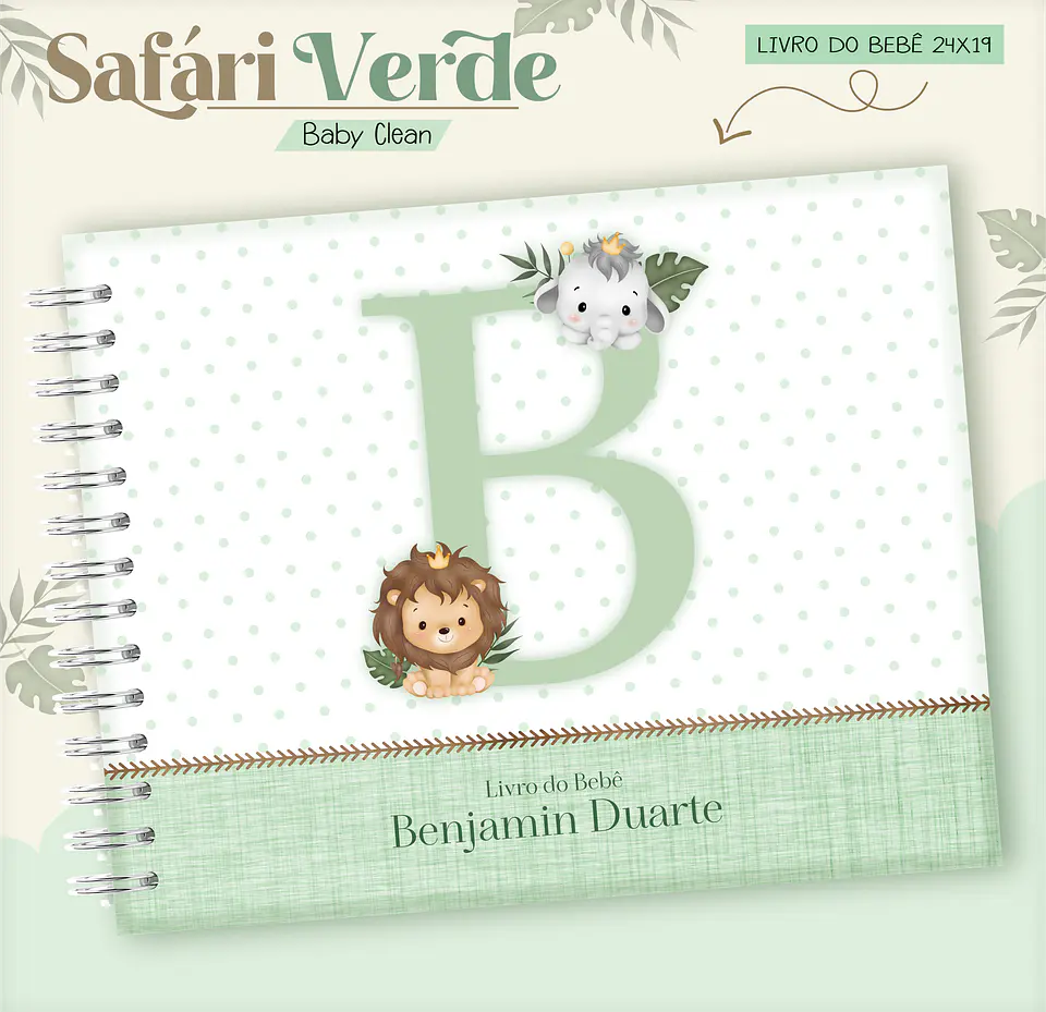 Arquivo Combo Encadernação Baby Safari Verde Alfabeto 15