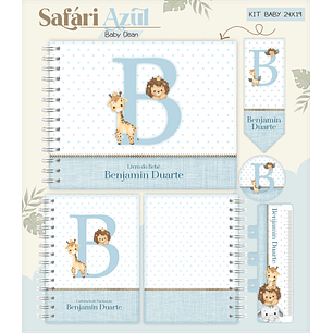 Arquivo Combo Encadernação Baby Safari Azul Alfabeto