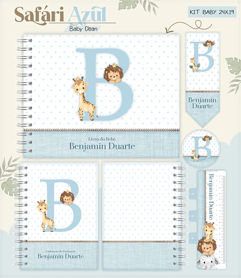 Arquivo Combo Encadernação Baby Safari Azul Alfabeto
