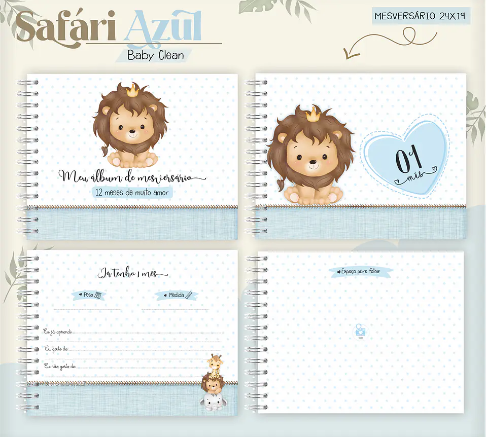 Arquivo Combo Encadernação Baby Safari Azul Alfabeto 5