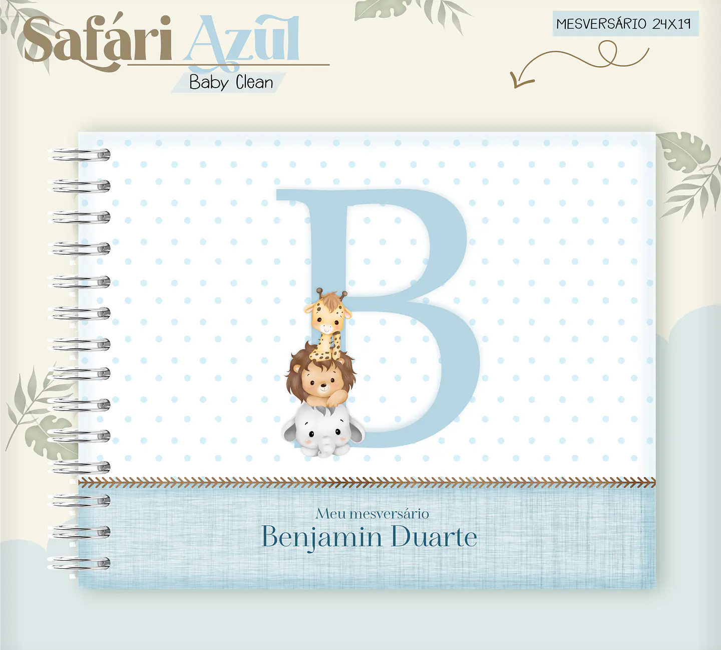 Arquivo Combo Encadernação Baby Safari Azul Alfabeto 6