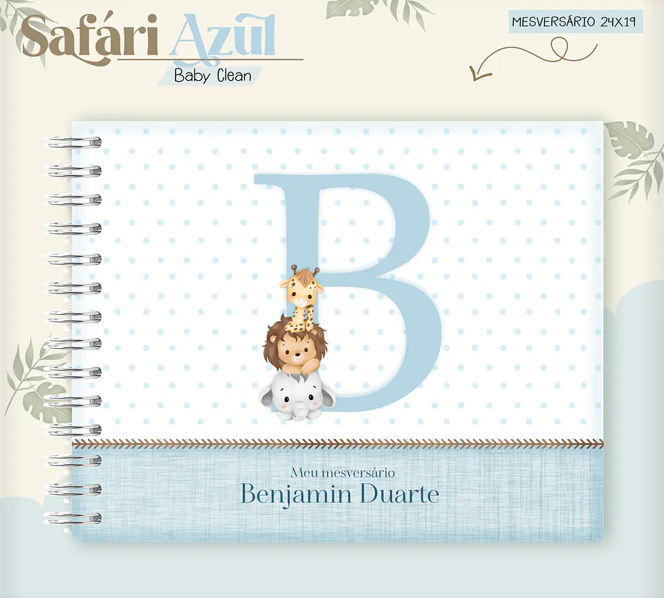 Arquivo Combo Encadernação Baby Safari Azul Alfabeto 6