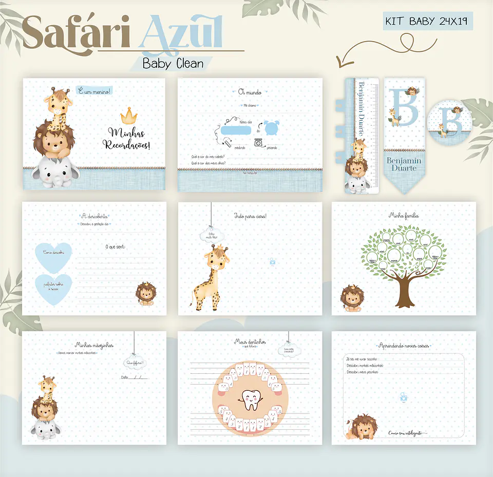 Arquivo Combo Encadernação Baby Safari Azul Alfabeto 7