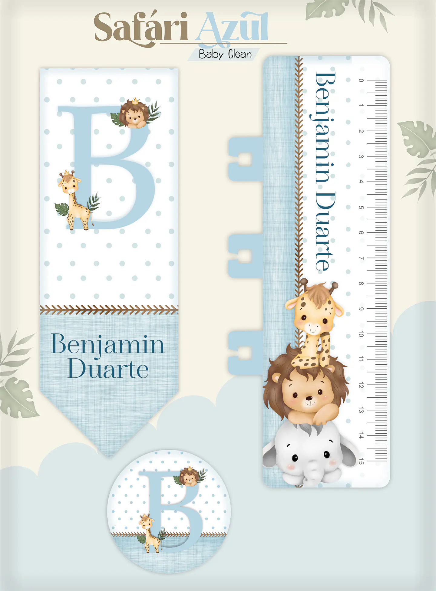 Arquivo Combo Encadernação Baby Safari Azul Alfabeto 12