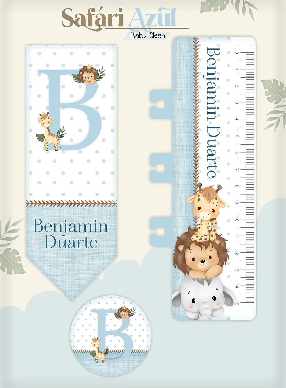 Arquivo Combo Encadernação Baby Safari Azul Alfabeto 12
