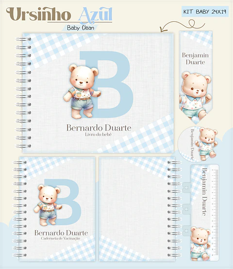 Arquivo Combo Encadernação Baby Ursinho Azul Alfabeto