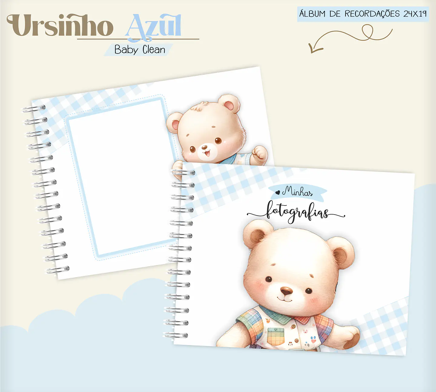 Arquivo Combo Encadernação Baby Ursinho Azul Alfabeto 6