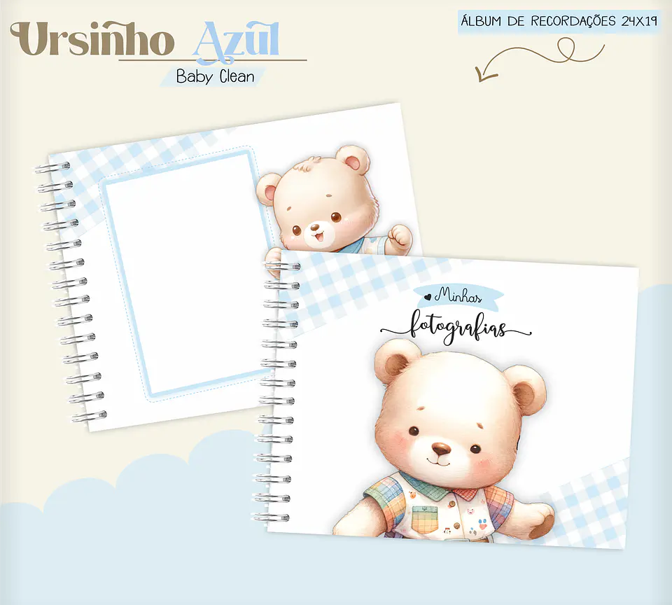Arquivo Combo Encadernação Baby Ursinho Azul Alfabeto 6