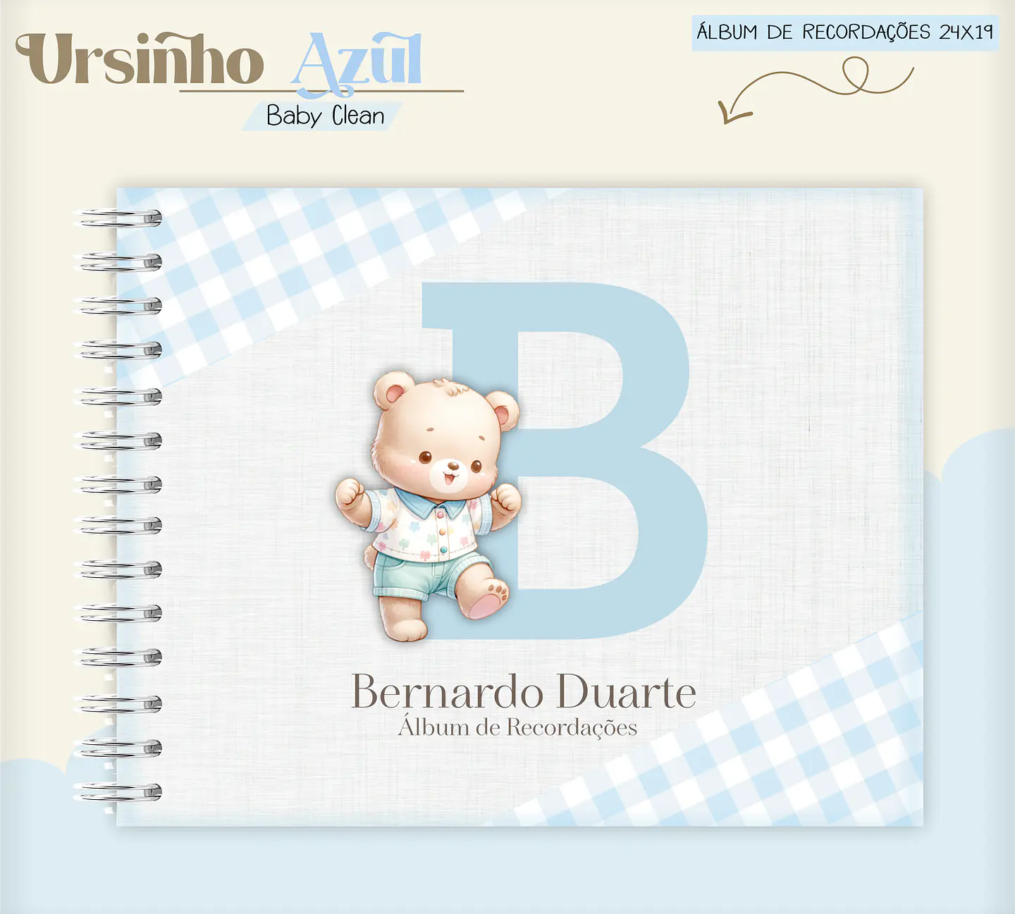 Arquivo Combo Encadernação Baby Ursinho Azul Alfabeto 7