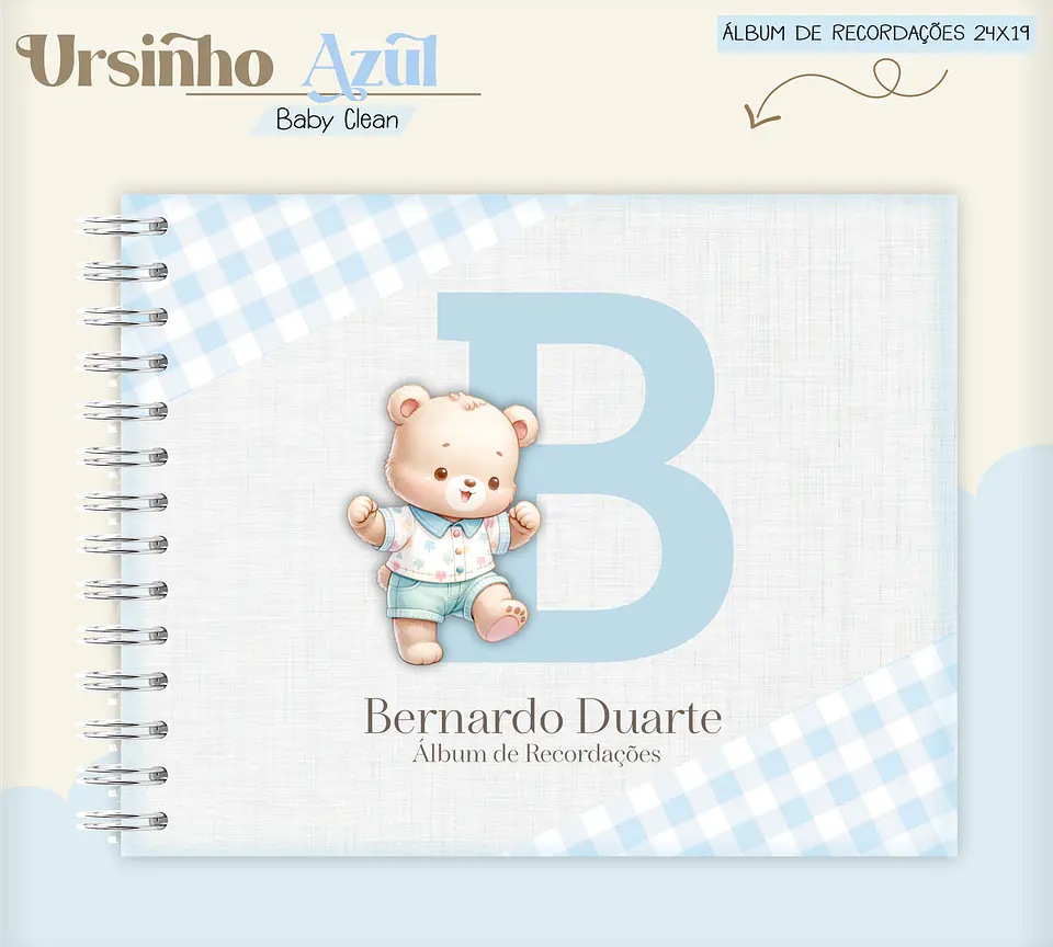 Arquivo Combo Encadernação Baby Ursinho Azul Alfabeto 7