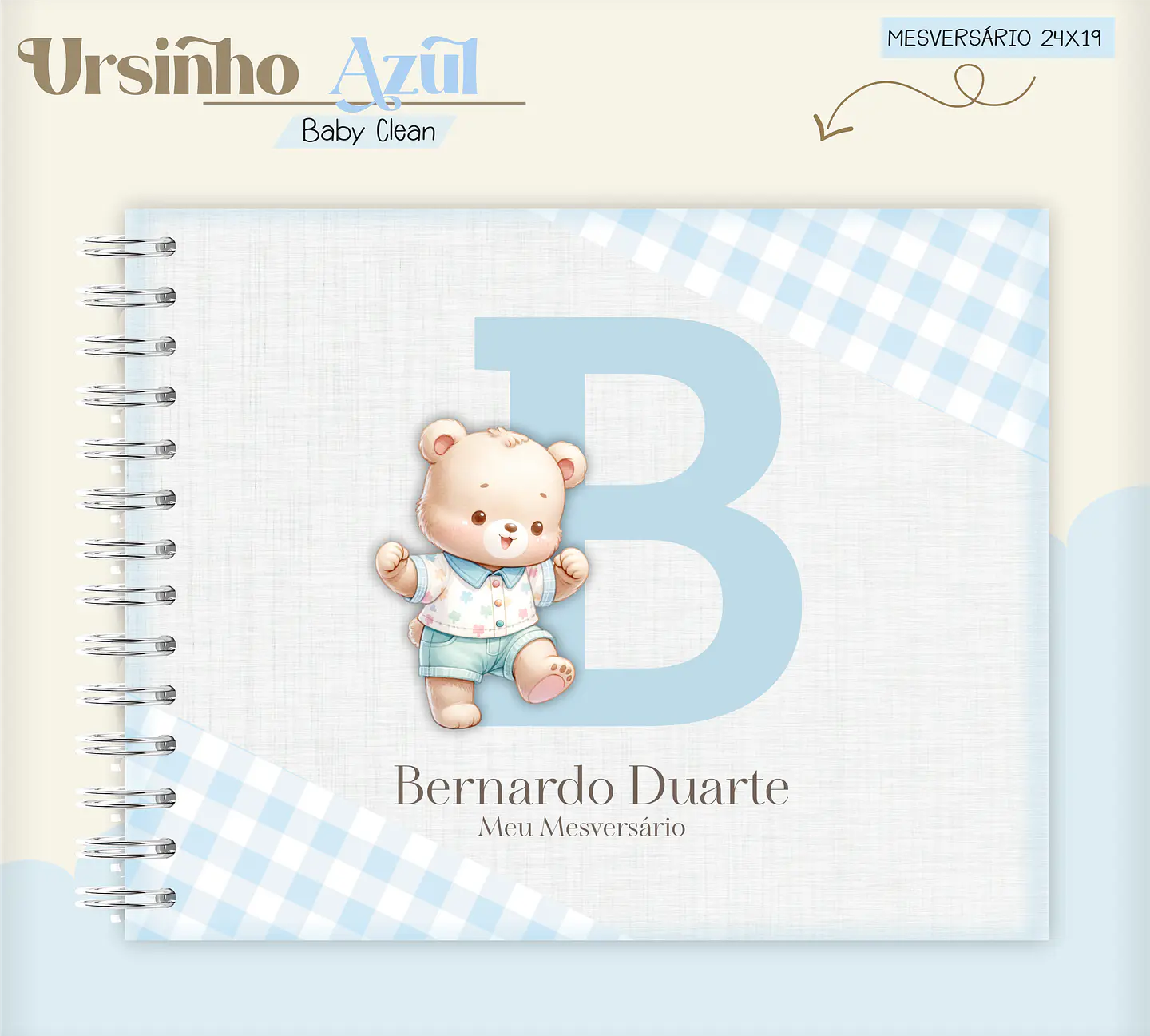 Arquivo Combo Encadernação Baby Ursinho Azul Alfabeto 9