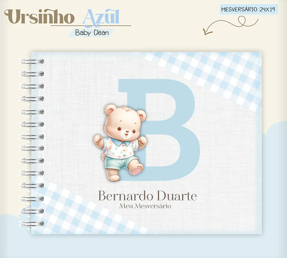 Arquivo Combo Encadernação Baby Ursinho Azul Alfabeto 9