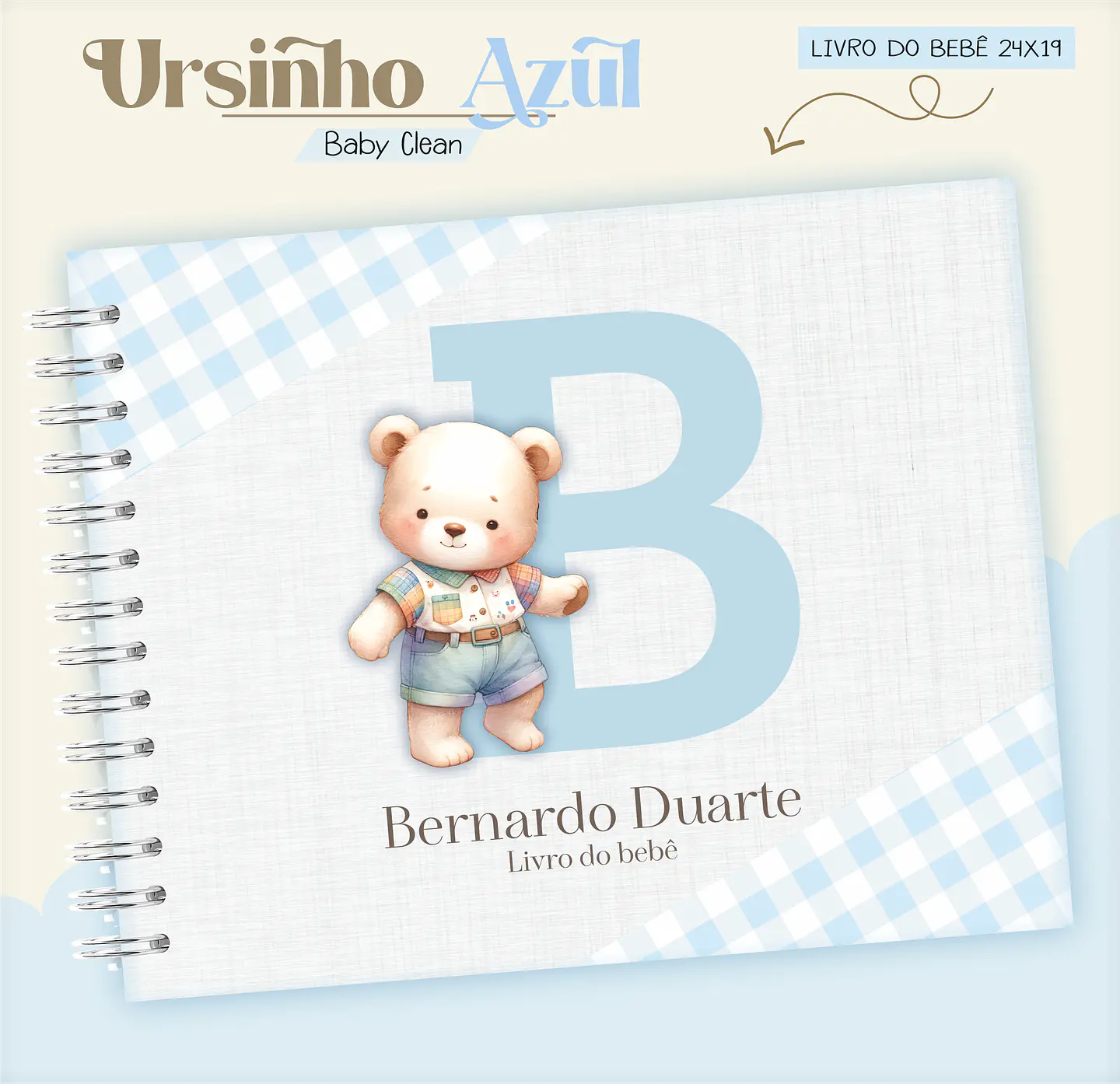 Arquivo Combo Encadernação Baby Ursinho Azul Alfabeto 11