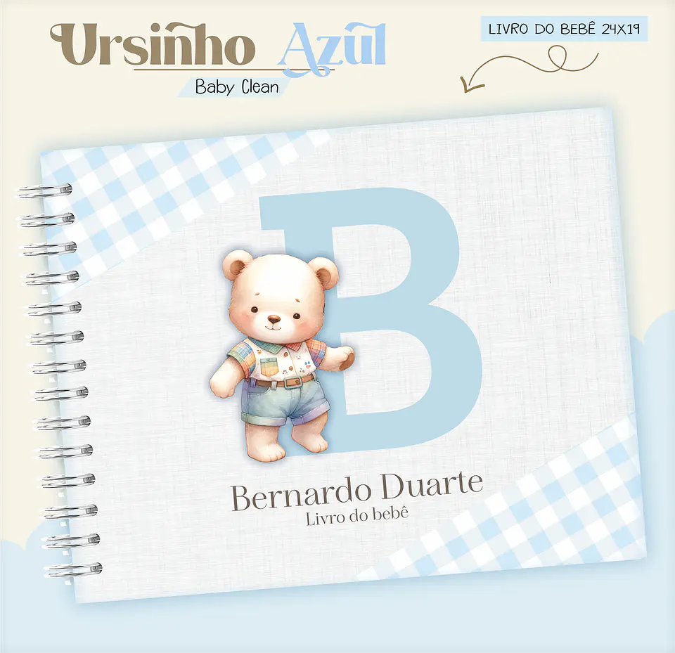 Arquivo Combo Encadernação Baby Ursinho Azul Alfabeto 11