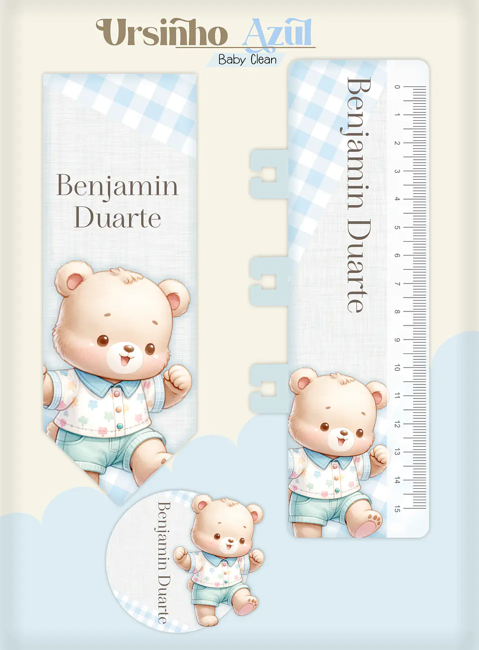Arquivo Combo Encadernação Baby Ursinho Azul Alfabeto 15