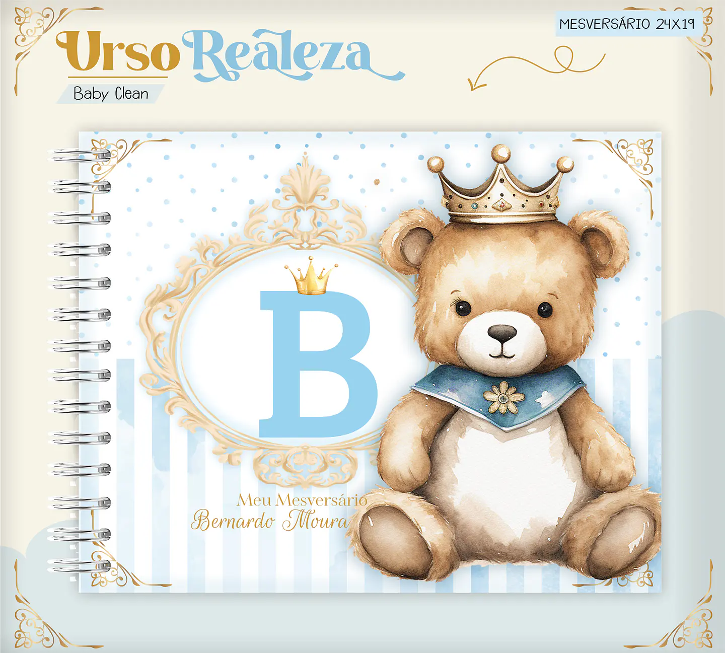 Arquivo Combo Encadernação Baby Ursinho Realeza Alfabeto 13