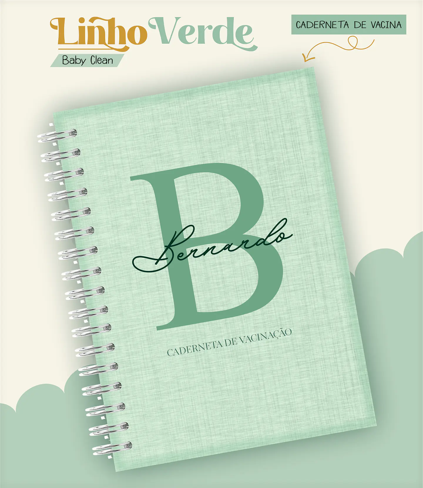 Arquivo Combo Encadernação Baby Linho Verde Alfabeto 5