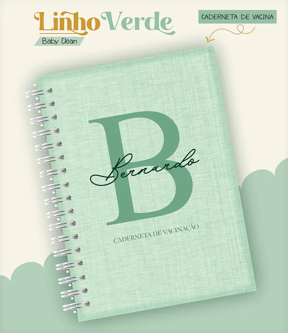 Arquivo Combo Encadernação Baby Linho Verde Alfabeto 5