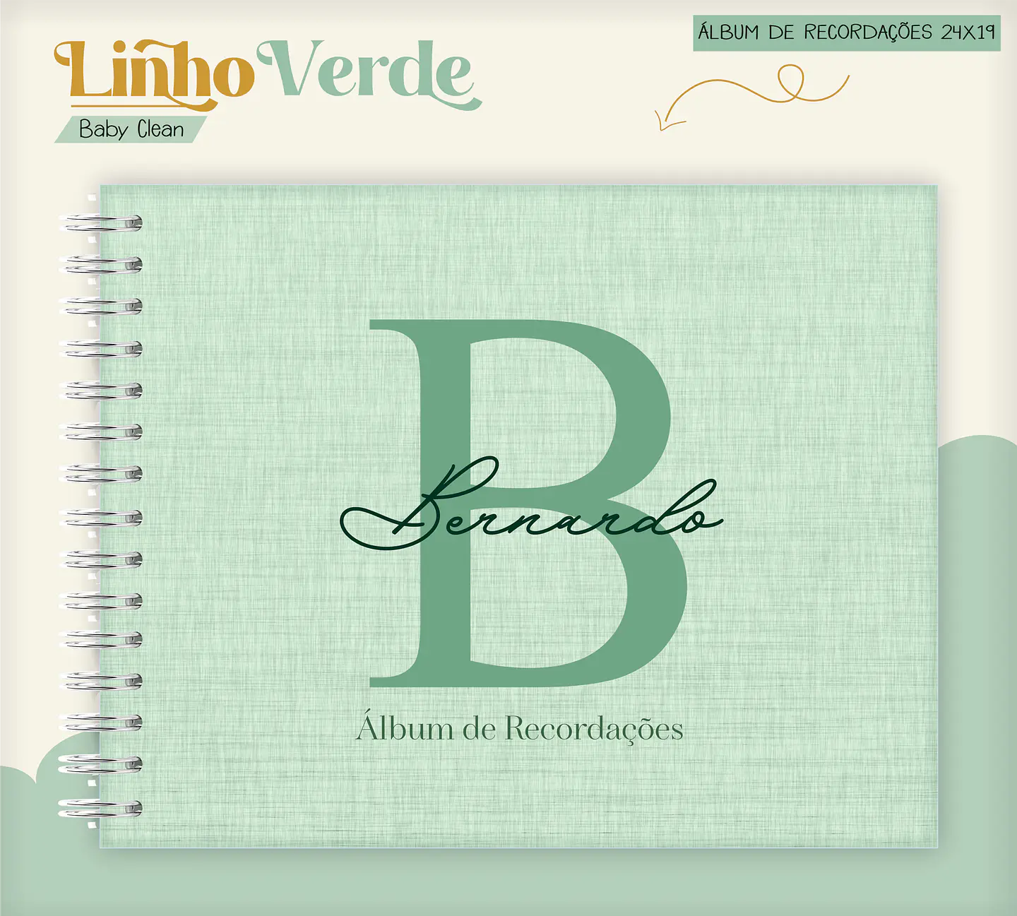 Arquivo Combo Encadernação Baby Linho Verde Alfabeto 7