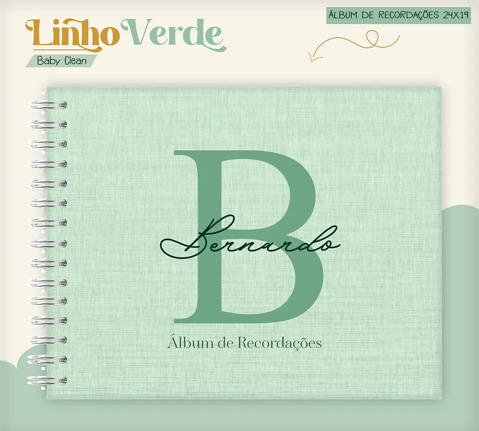 Arquivo Combo Encadernação Baby Linho Verde Alfabeto 7