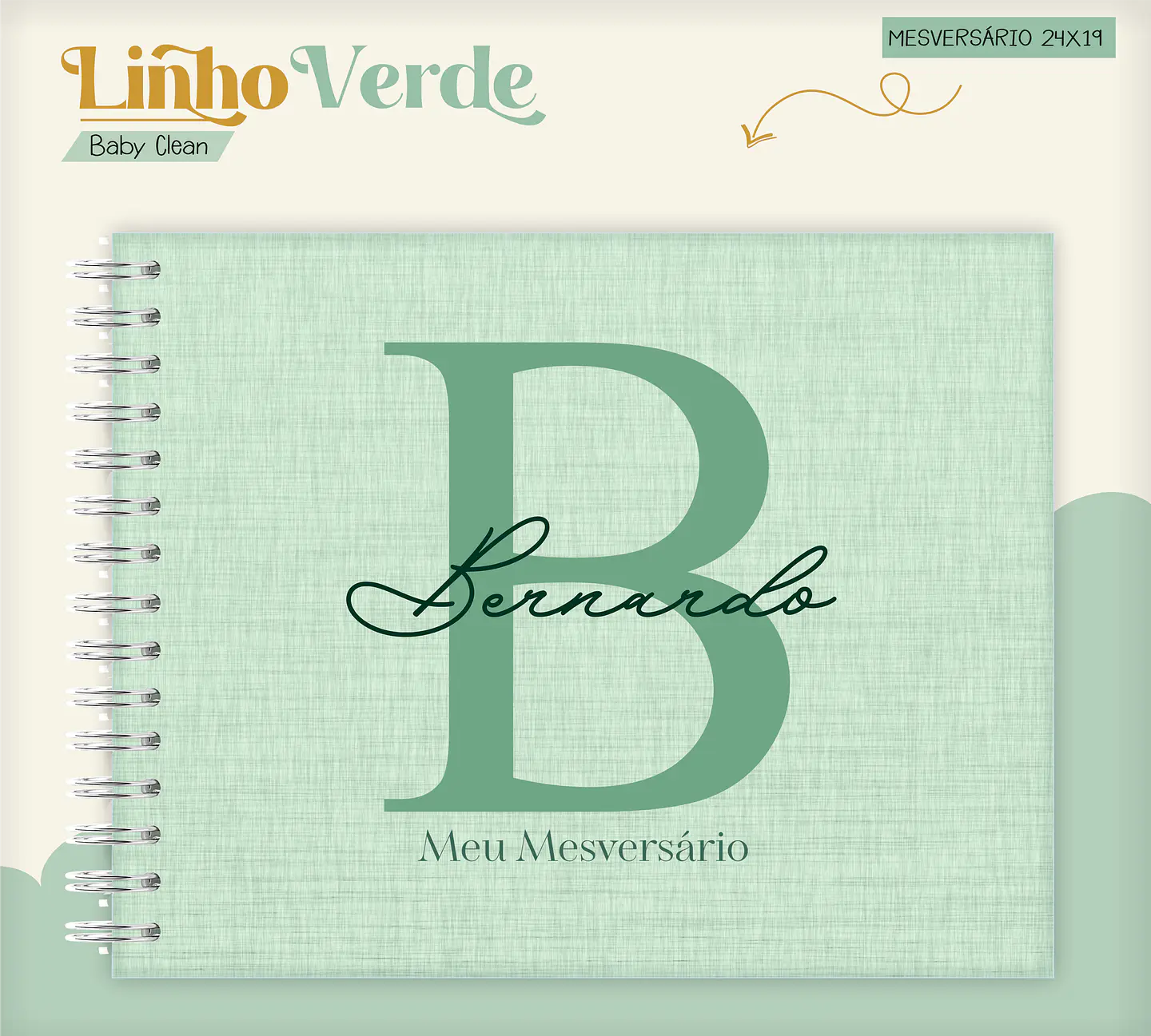 Arquivo Combo Encadernação Baby Linho Verde Alfabeto 9