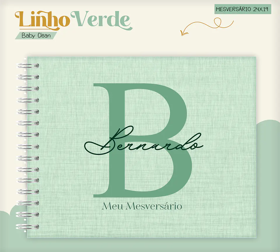 Arquivo Combo Encadernação Baby Linho Verde Alfabeto 9