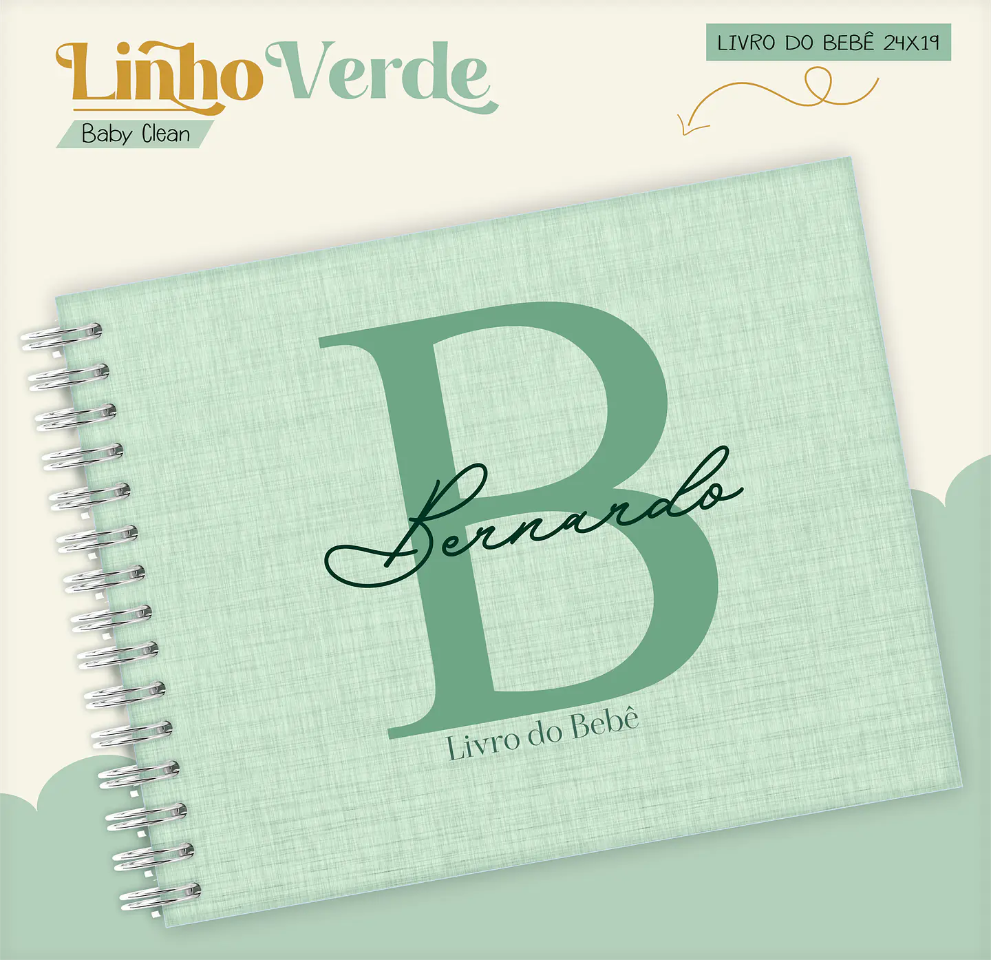 Arquivo Combo Encadernação Baby Linho Verde Alfabeto 11