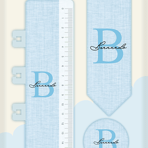 Arquivo Combo Encadernação Baby Linho Azul Alfabeto