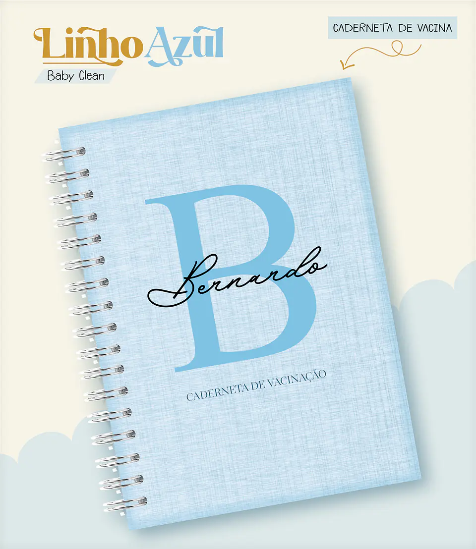 Arquivo Combo Encadernação Baby Linho Azul Alfabeto 6