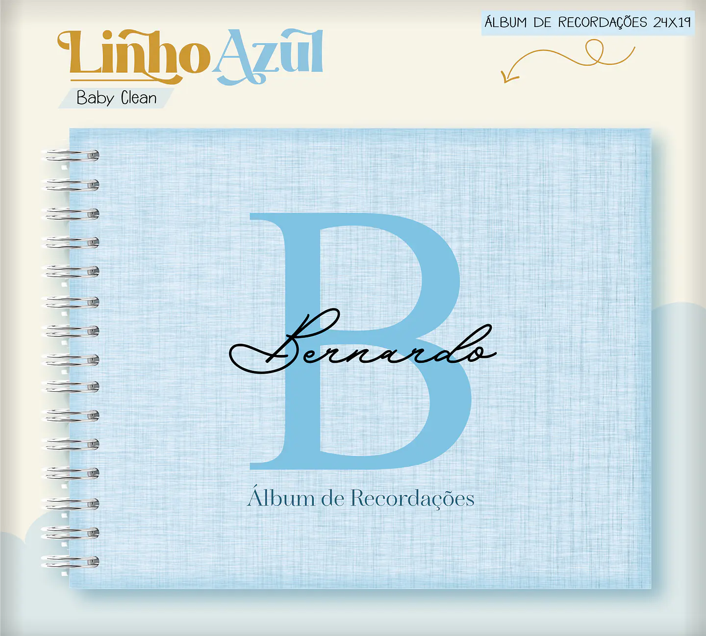 Arquivo Combo Encadernação Baby Linho Azul Alfabeto 8