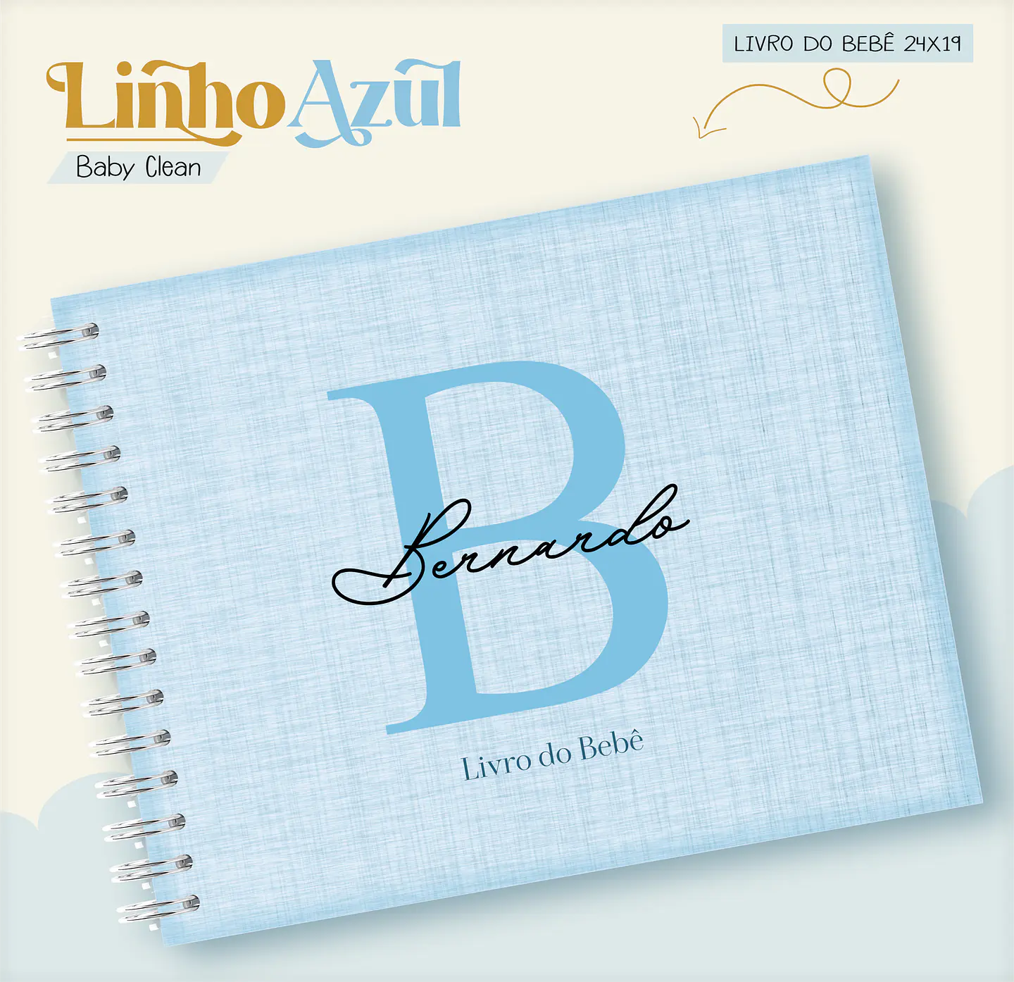 Arquivo Combo Encadernação Baby Linho Azul Alfabeto 12