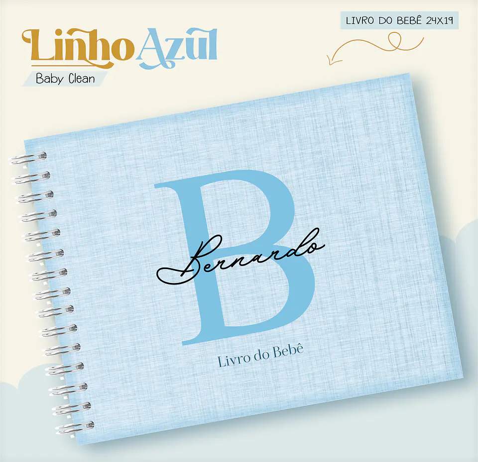 Arquivo Combo Encadernação Baby Linho Azul Alfabeto 12
