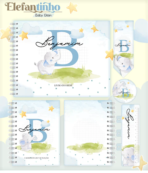 Arquivo Combo Encadernação Baby Elefantinho Azul