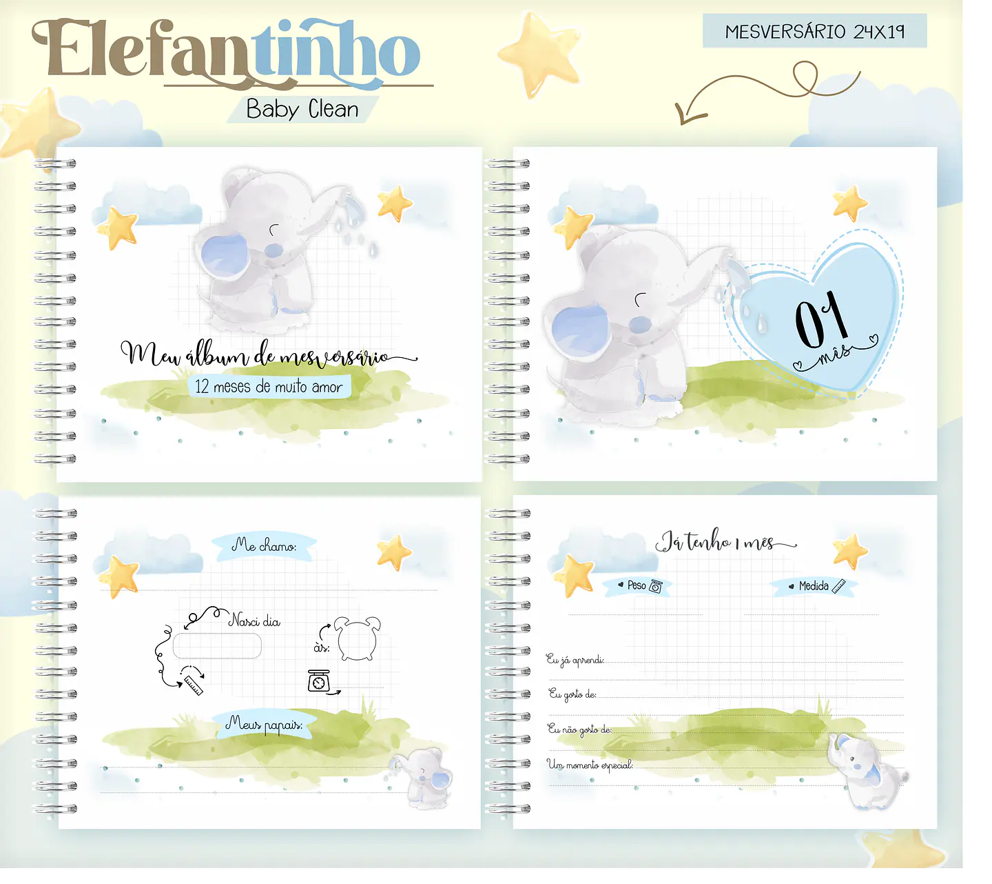 Arquivo Combo Encadernação Baby Elefantinho Azul 9