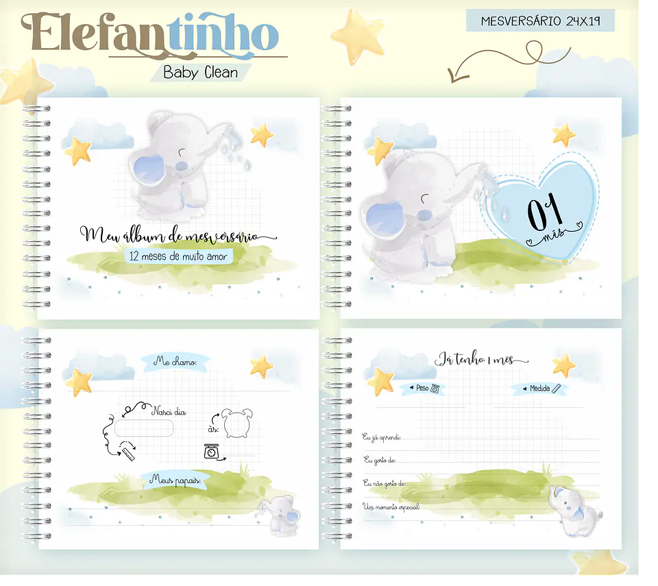 Arquivo Combo Encadernação Baby Elefantinho Azul 9