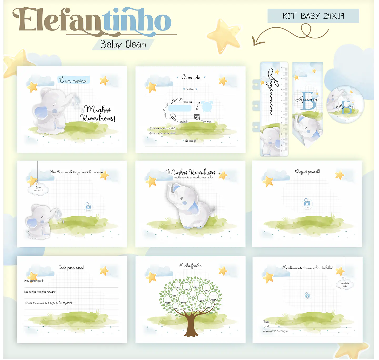 Arquivo Combo Encadernação Baby Elefantinho Azul 11