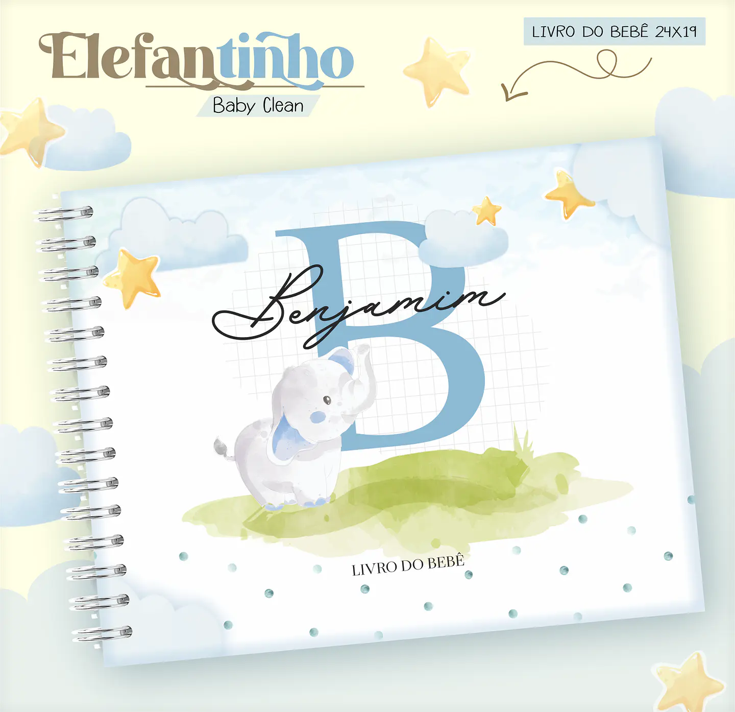 Arquivo Combo Encadernação Baby Elefantinho Azul 12