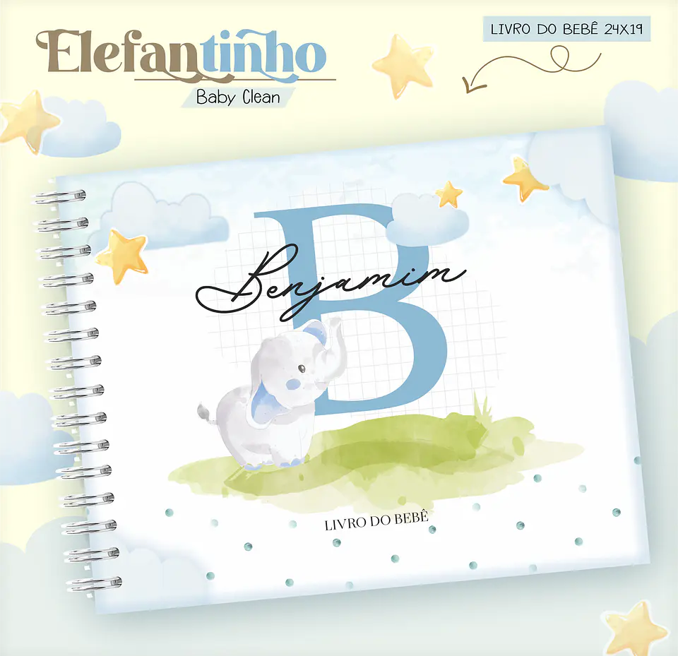 Arquivo Combo Encadernação Baby Elefantinho Azul 12