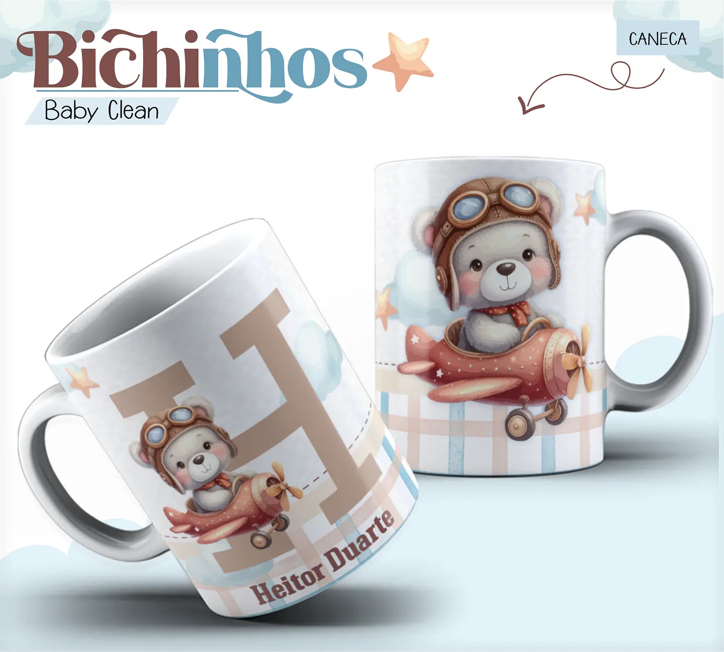 Arquivo Combo Encadernação Baby Ursinho Aviador Alfabeto 2