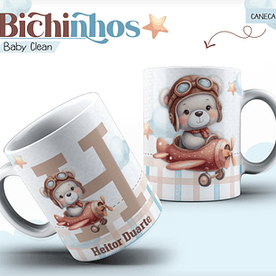 Arquivo Combo Encadernação Baby Ursinho Aviador Alfabeto