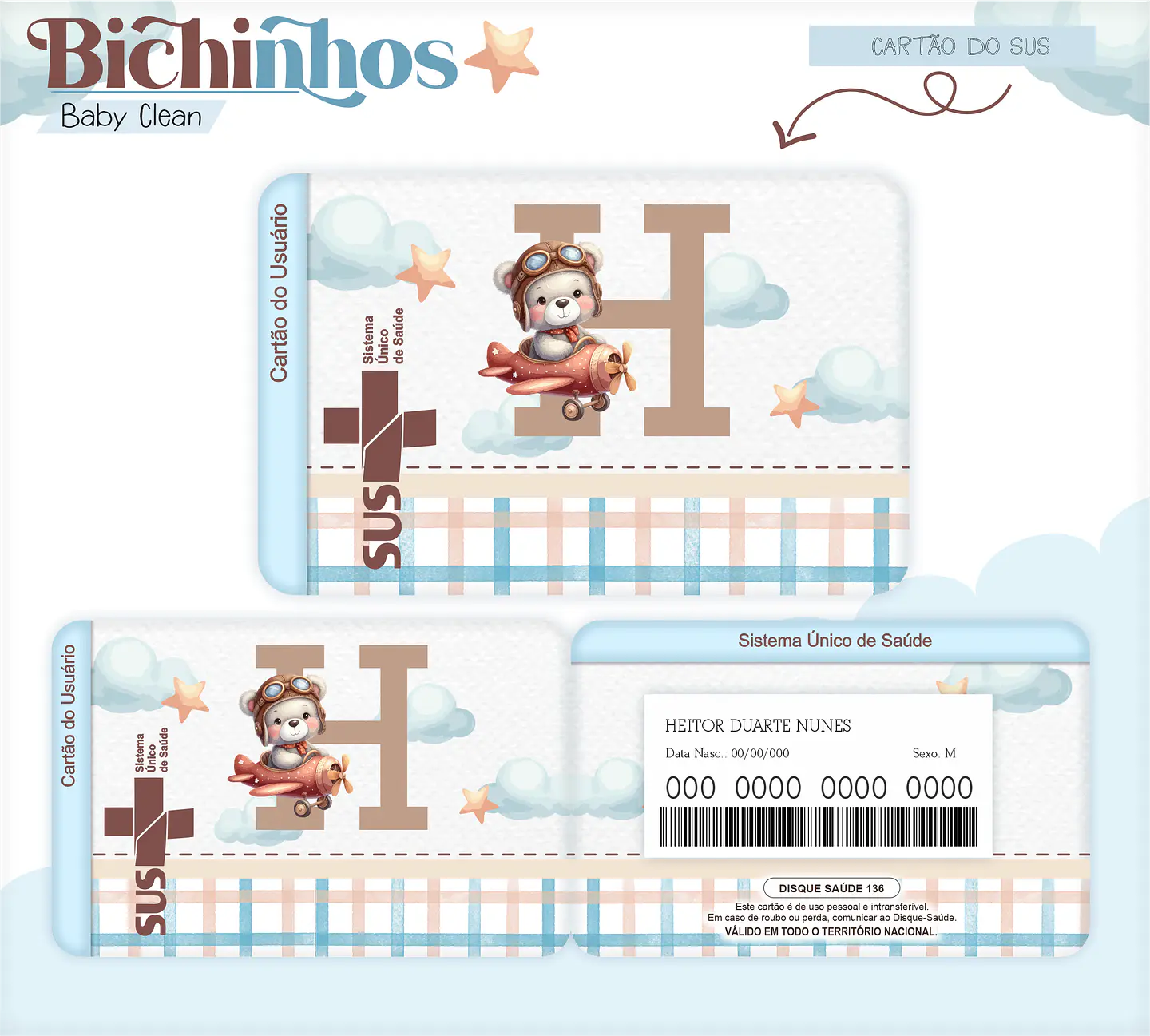 Arquivo Combo Encadernação Baby Ursinho Aviador Alfabeto 5