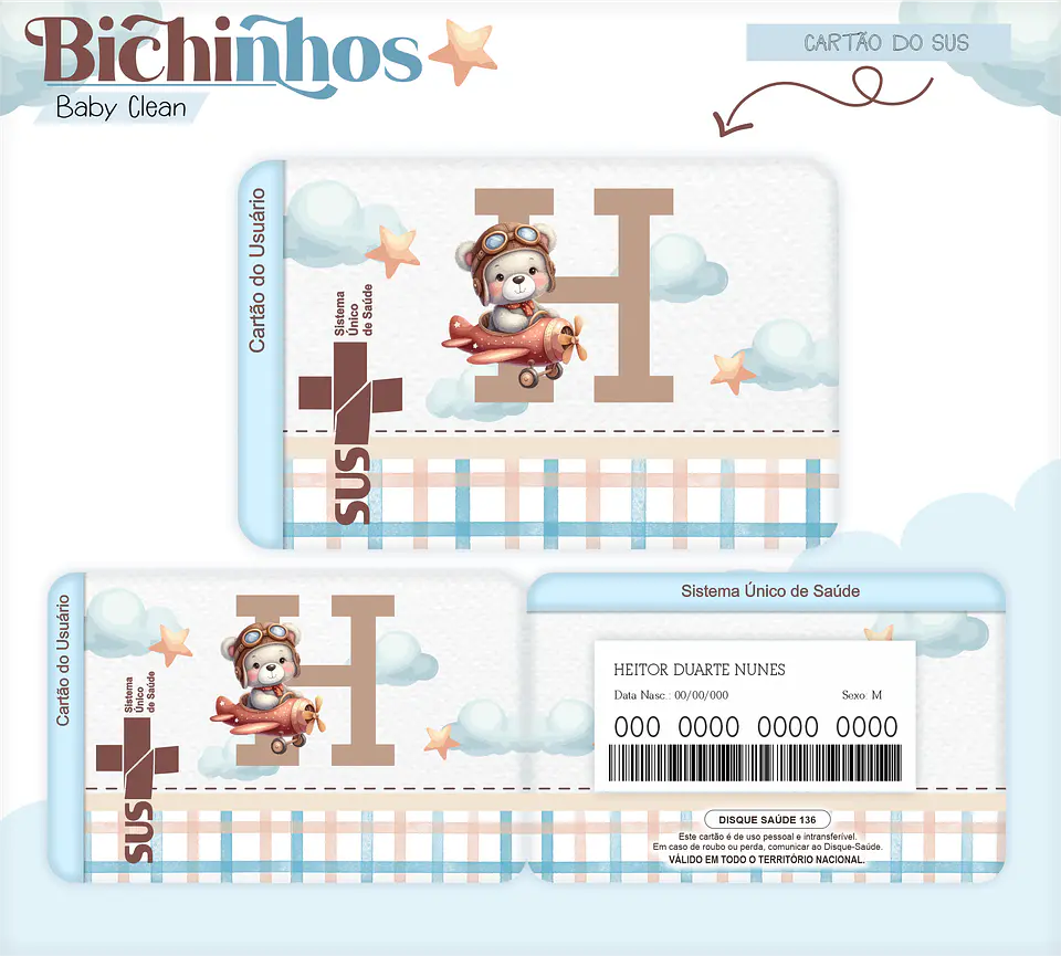 Arquivo Combo Encadernação Baby Ursinho Aviador Alfabeto 5