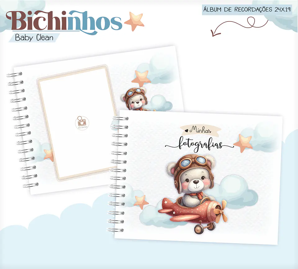 Arquivo Combo Encadernação Baby Ursinho Aviador Alfabeto 8